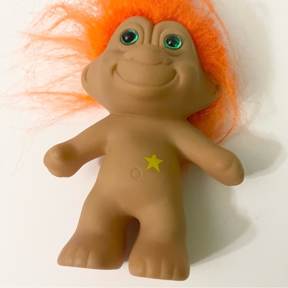 Vtg Troll Doll with Orange Hair and Floral Dress - Picture 15 of 16